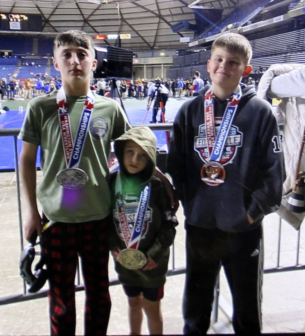 Left to right, Dominick Sanchez: 2nd place, Easton burns: 1st and Kingsley Davis: 5th place.
