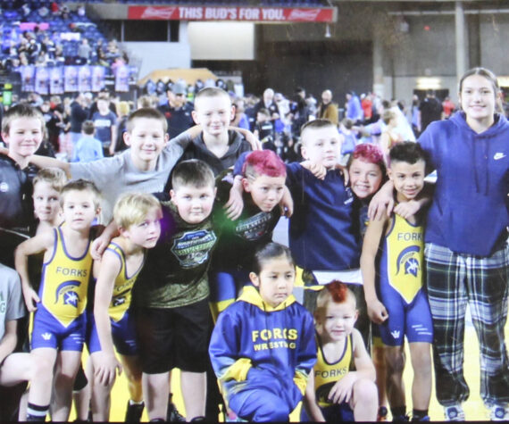 A happy Forks team took part in wrestling competition at the Tacoma Dome earlier in February. Submitted photos