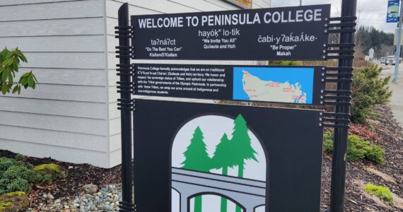 Peninsula College is proud to unveil culturally relevant wayfinding signs to further promote a sense of equity, inclusion, and belonging for everyone who visits campus. There are six signs at the Port Angeles campus and one at the Forks campus. The wayfinding signs were designed in collaboration with the Tribal Advisory Group which included Tribal representatives from the six Sovereign Nations that the college most directly serves: Hoh, Quileute, Makah, Port Gamble S’Klallam, Jamestown S’Klallam, and Lower Elwha Klallam. Submitted photo