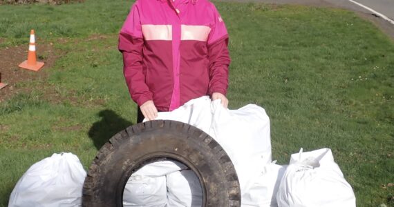 Litter pickup volunteer, Lisa Burnett, with a 2-day collection. She picked up litter along the roadway near her home in Clallam Bay. Submitted photos