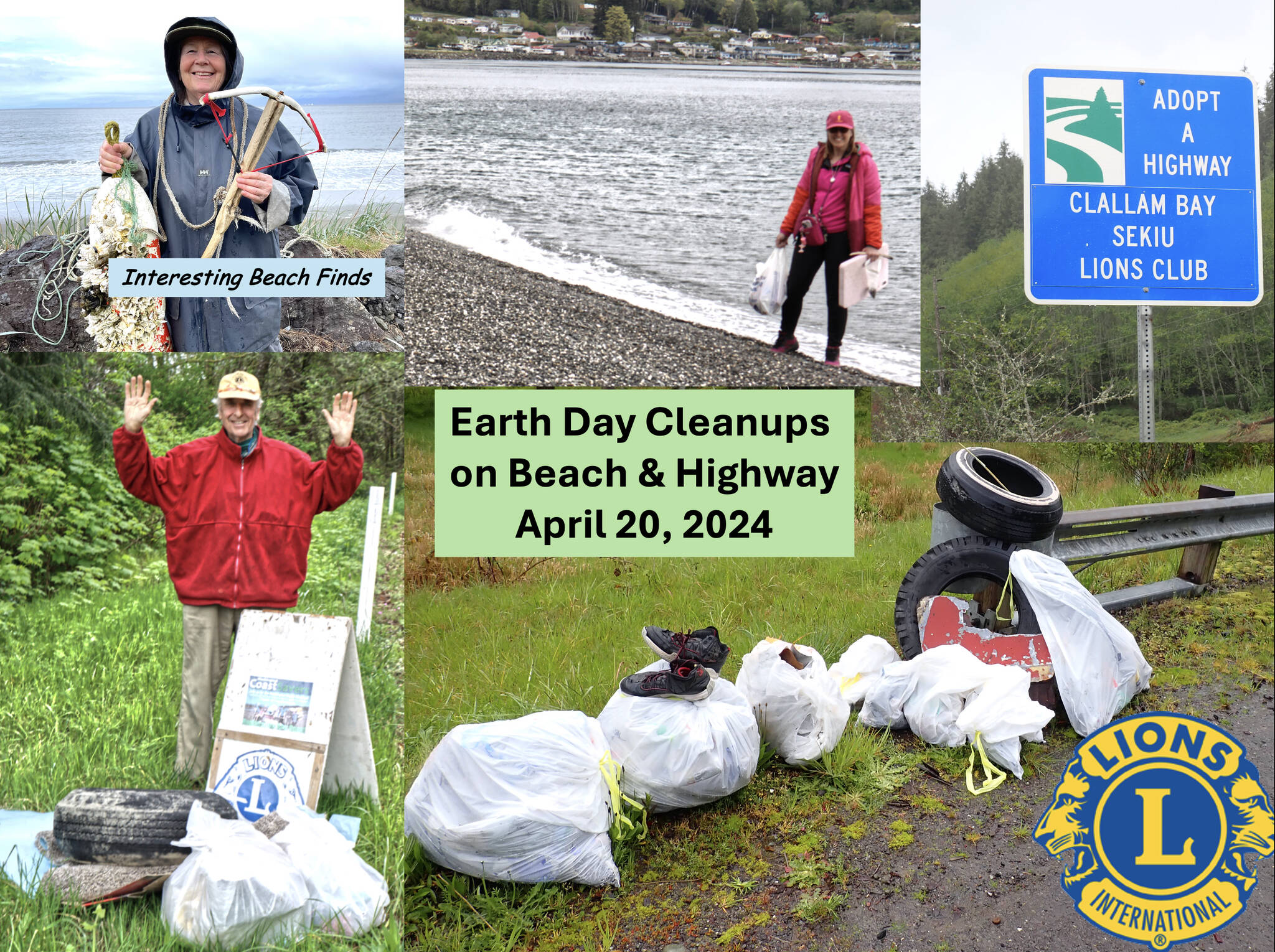 Clallam Bay Sekiu Lions sponsored Earth Day Cleanups both near the surf and on the turf. Submitted photo