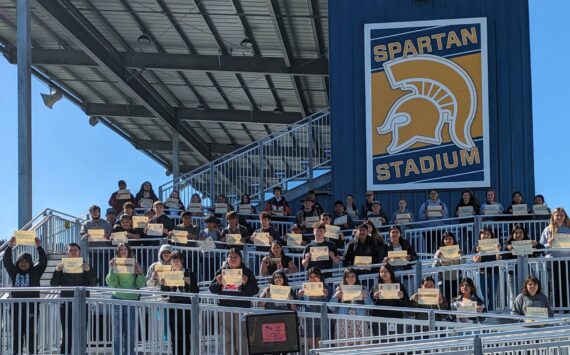 It was a beautiful day to take the Honor Roll picture at the stadium. The 98 students enjoyed the celebration and the sunshine! Submitted Photo