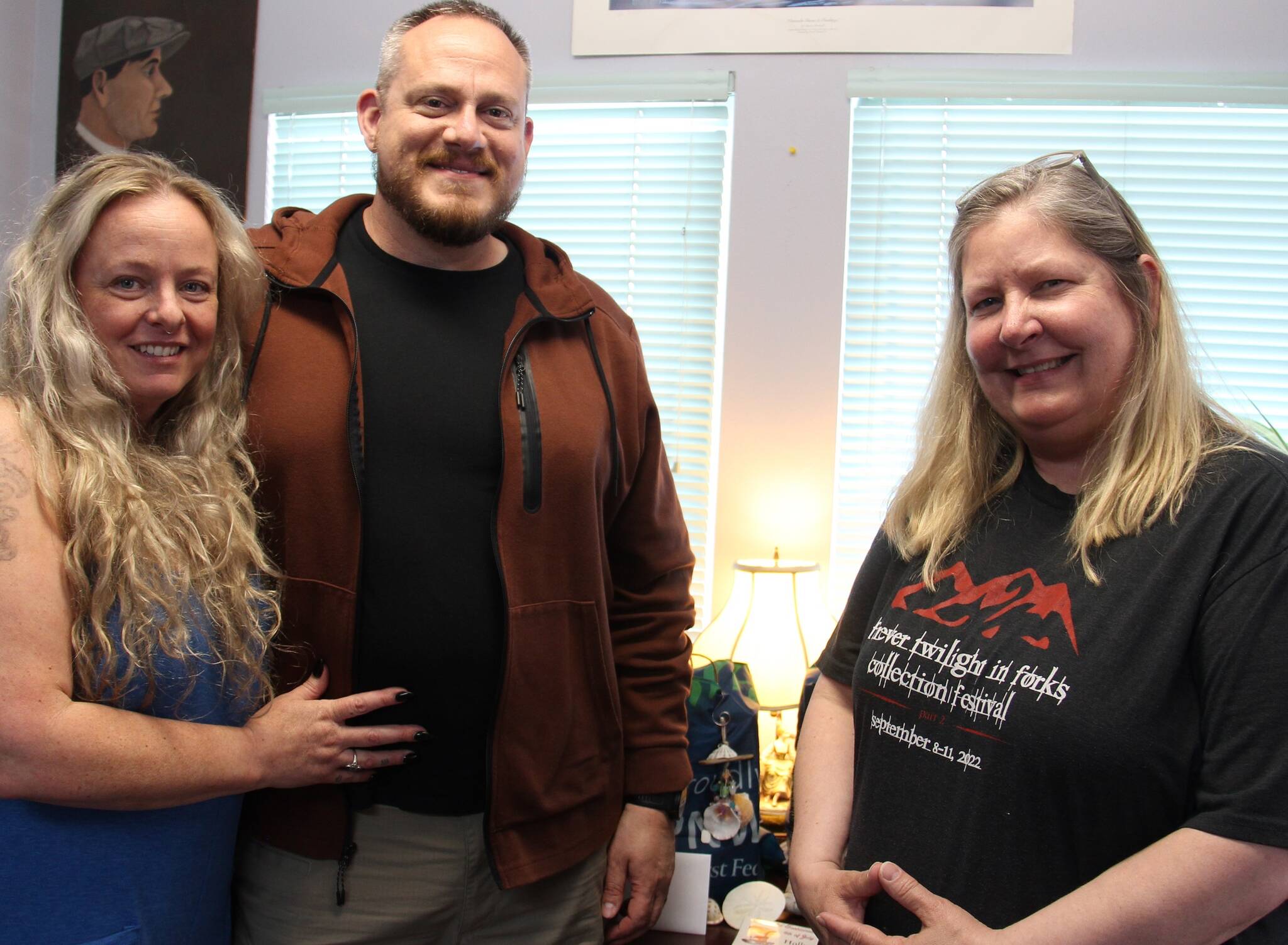 Holly and Daniel Mike with Forks Chamber director Lissy Andros. Photo Christi Baron