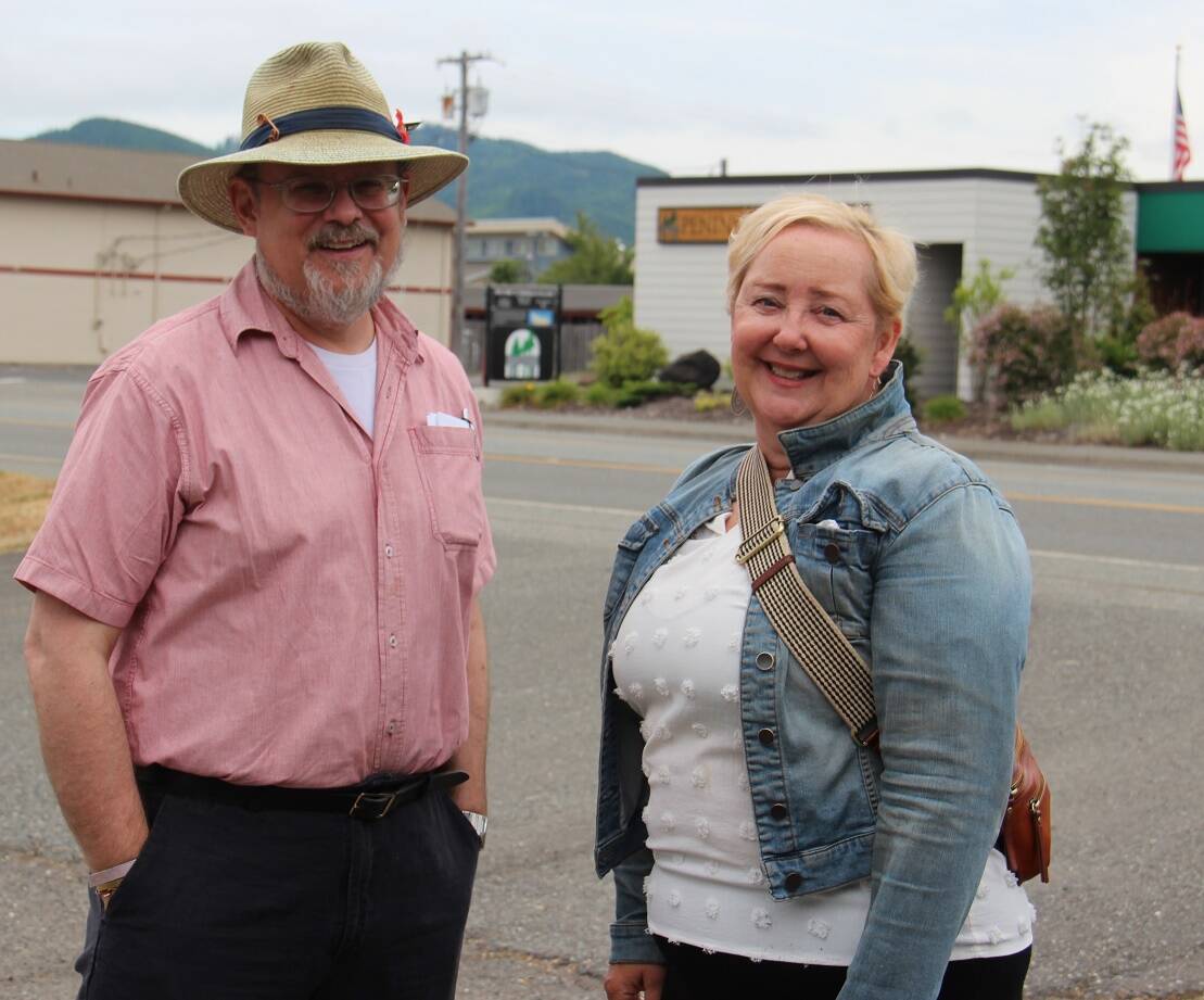 Rod Fleck City of Forks and Una Wirkebau Recompete Plan Coordinator stopped by the Forks Forum last Wednesday during a tour of many entities in Forks. Photo Christi Baron