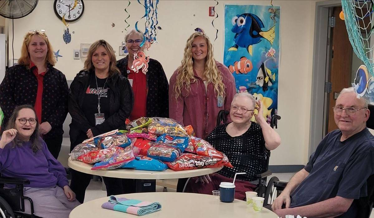 Lori Capp and Jaime Henry proudly deliver 60.55 pounds of candy to LTC, to be passed out on Halloween, as part of Olympic Correction Centers Combined Fund Drive initiative. OCC staff brought in candy to earn bingo cards, playing a progressive game to win coffee cards from team donationsmaking fundraising a little sweeter! Submitted photo