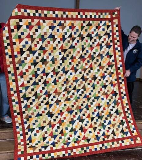 Submitted photo
The Piecemakers Quilt Club 2025 raffle quilt is “Jake’s Ladder” by American Patchwork & Quilting/August 2017. It is 73”x85” and was pieced by Connie Sallee and quilted by Gail Frick. Tickets are $2 each and the drawing is on Sunday, April 13. Several baskets of treasures will also be raffled at the quilt show.