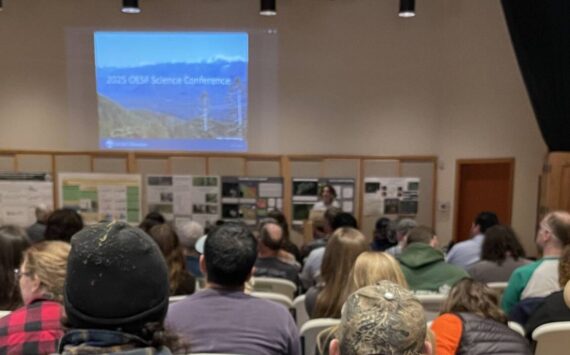 Photo Christi Baron
Teodora Minkova, Research and Monitoring Manager for OESF, Forest Resources Division for the DNR, welcomes a large crowd to the RAC and the annual OESF Conference.