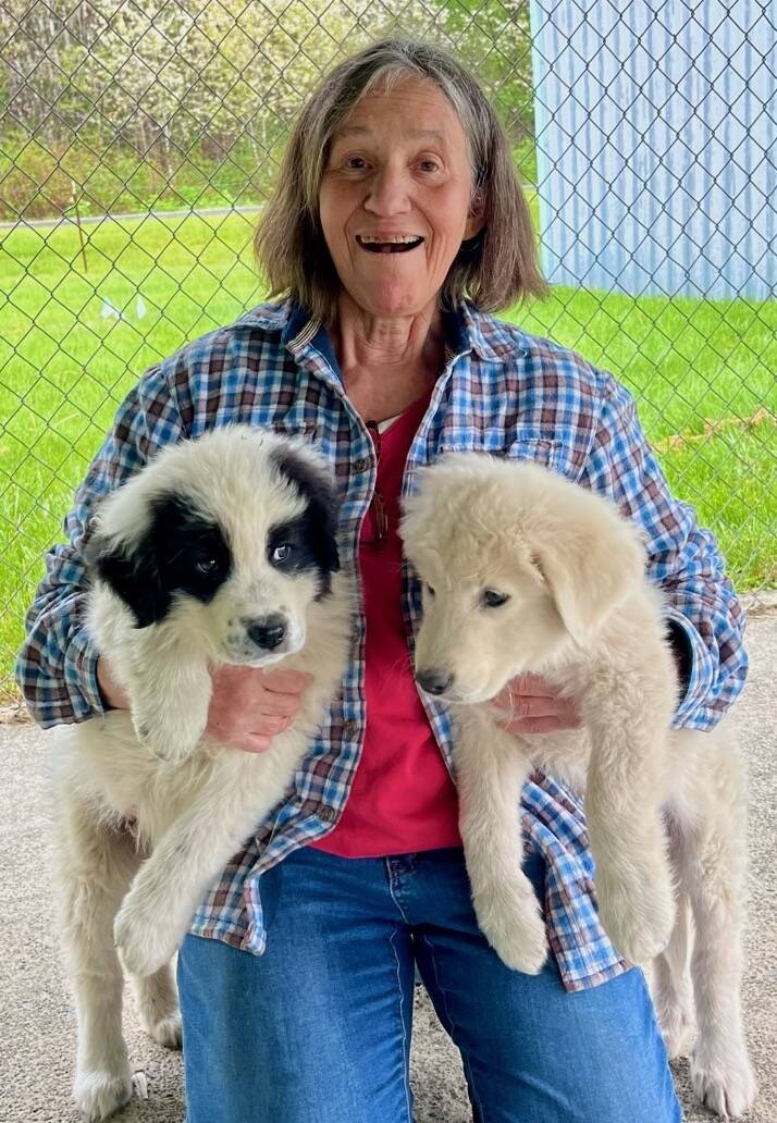 Betsy Caldwell with two puppies recently helped by FOFA.