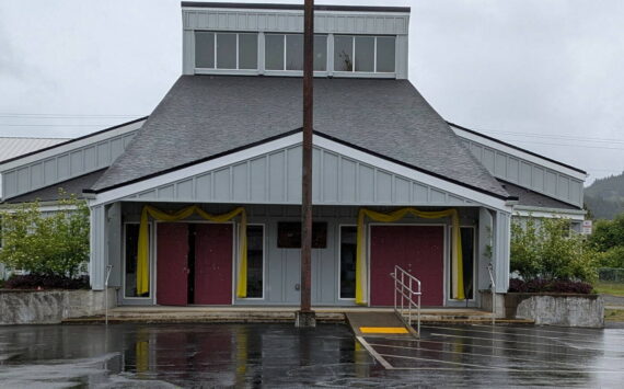 Yellow bunting adorns the entrances of St. Anne Catholic Church, 511 5th Avenue, bringing brightness to a rainy day and symbolizing the joyful beginning of a new papacy. As a sign of celebration and hope, it marks the leadership of Pope Leo XIV and a renewed spirit for the future. Submitted photo