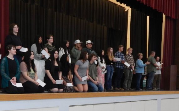 Photo Christi Baron
FHS scholarship night was held on June 10 in the High school commons. Seventeen organizations presented scholarships along with the Quillayute Valley Scholarship Auction committee. The ceremony also featured recognition of FHS awards and commitments. Pictured are the QVSA committee members as they presented about $300,000 in scholarships to the class of 2025.