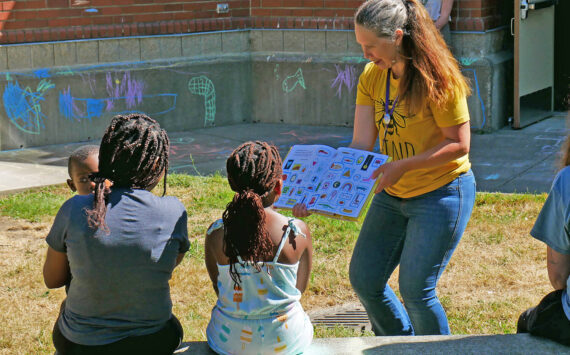 Storytime returns to all NOLS branches in July. Port Angeles Main Library hosts the event outside in the courtyard. NOLS photo