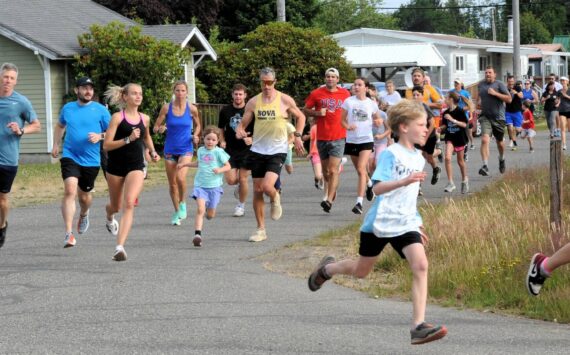 Around 80 participants were off and running as well as walking during the annual Forks Fourth of July Fun Run sponsored by the Forks Community Hospital United Way Committee on Saturday morning. 
Photo by Lonnie Archibald