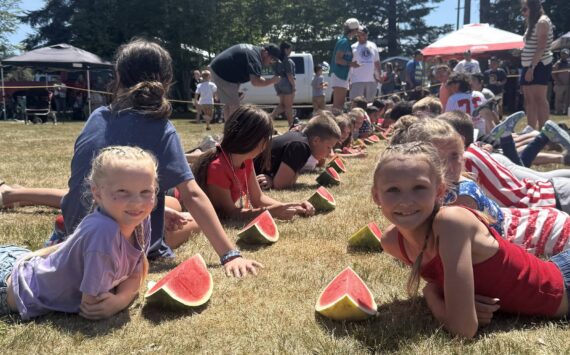 The annual Forks Lions Kiddies Playday was held Sunday afternoon in Tillicum Park. As usual, balloon tossing and watermelon eating were on the agenda, a great day for both!
