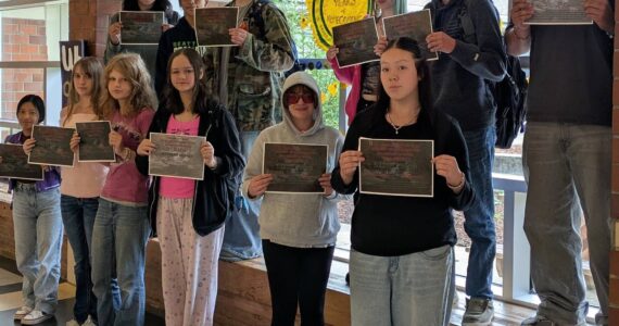 As Forks High School kicks off Spirit Week in celebration of its 100th Homecoming, we’re also proud to recognize students who were nominated by staff for demonstrating the character trait of being Peaceful. These students stand out for being tranquil and free from disturbance. Congratulations to these Spartan students for being a Student of Character.
Bottom Row l to r: Liliana Lopez Calmo, Kinley Petrovich, June Gaedtke, Carlee Barker, Makayla Smith. Top row: Shon Jackson, Riley Jackson, Julianne Cook, Ella Jones, Liam Miller, Ivan Rivera, not pictured: Gladis Martin Pablo.