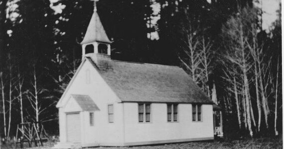 Photos Congregational Church archives
The first Congregational Church once stood at the corner of what is now Calawah Way and Merchant Rd. The land was donated by Martha Merchant Maybury. She was one of the founders of the church.