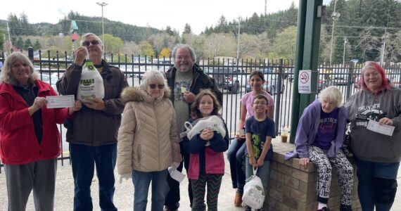 Photo Christi Baron
West End Business & Professional Association held the first Turkey Drawing an Saturday outside Forks Outfitters. Those winning turkeys were ; Russell Harrison, Eliza Hull, and Tony Porter. Winning other items were; Outfitter gift cards - Wendy Witherspoon, Jayden Ceja, Edward Stringer; Sullys gift certificates - Jessica Hurley, Cathy Harner, Phyliss McElravy. Seen in the photo, Phyllis, Tony, Cathy, Edward, Eliza, Jayden, Russell, Wendy and Jessica. Remember to ask for official blue tickets when you shop at participating WEBPA members, one for every $10 spent. Bring them to Outfitters on Saturdays at 1 p.m. for the drawing. There will be two more Turkey Drawings Nov. 15 and 22. Tickets remain in the barrel for the Santa Bucks Drawings on Nov. 29, Dec. 6, 13 and 20.