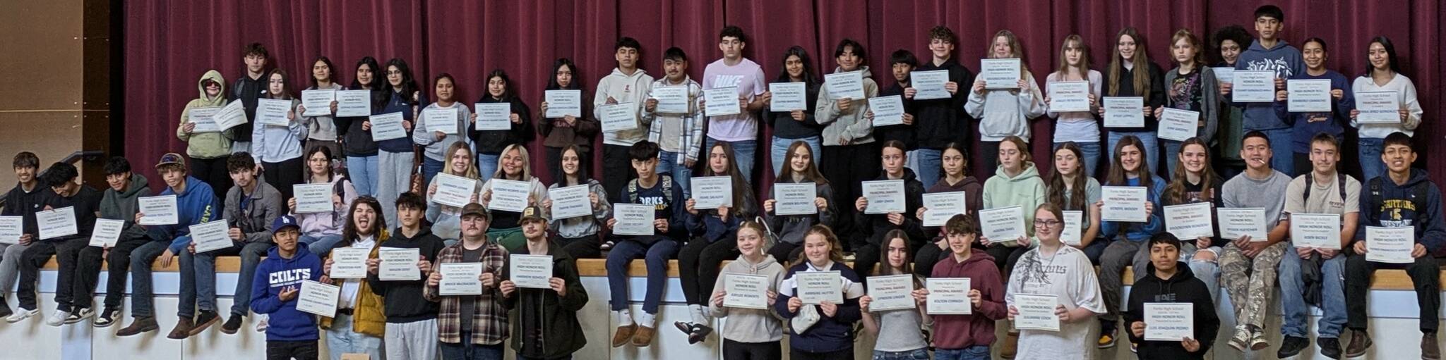 Submitted photo
One hundred one students at Forks High School celebrated their academic success by earning a 3.0 – 4.0 GPA for the first term. They were recognized with certificates and treats in celebration of their hard work and achievement! Congratulations to all our outstanding scholars!