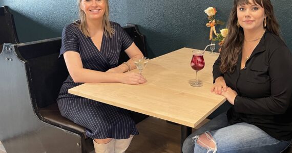 A perk …of planning a restaurant is sampling the menu …Here Rachel tries out a Lychee Mint mocktail and Felicia is sampling a Cherry Hybiscus mocktail. Photos Christi Baron
