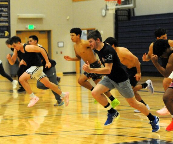 <p>With Forks’ head basketball coach looking on, the Spartans go through drills in preparation for the upcoming season. The Forks JV’s are scheduled to travel to Clallam Bay for a 5:45 game on Monday, Dec l. Forks will travel to Coupeville for a game on Thursday, Dec. 4, then return home for a game with Hoquiam scheduled for Monday, Dec. 8. Schedules are subject to change. </p>
                                <p>Photo by </p>
                                <p>Lonnie Archibald</p>