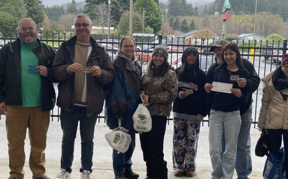 The WEBPA held its last turkey drawing on Saturday, Nov. 22, outside Forks Outfitters. Winners of turkeys were - Lori Christenson, Joanne Smith, and Lyndsay Royal. Winners of Outfitters gift cards were - Tony Porter, Thalia Shale and John Witherspoon. Winners of Chinook Pharmacy gift cards were - Rose Crawford, Edward Stringer and Cathy Harner, and winning Sully’s gift certificates were - Tammy Jordan, Tammy Klebe and Jayden Ceja. 
Photo Christi Baron