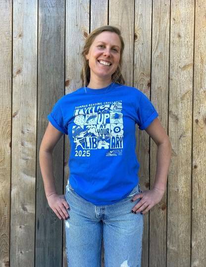 Local artist Kaisa Lemley designed the 2025 Summer Reading Challenge T-shirt and tote bag. Artists interested in creating the 2026 design must apply by Feb. 9. Submitted photo