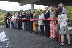 Ribbon cutting at the Peninsula College Forks Extension Site grand opening.