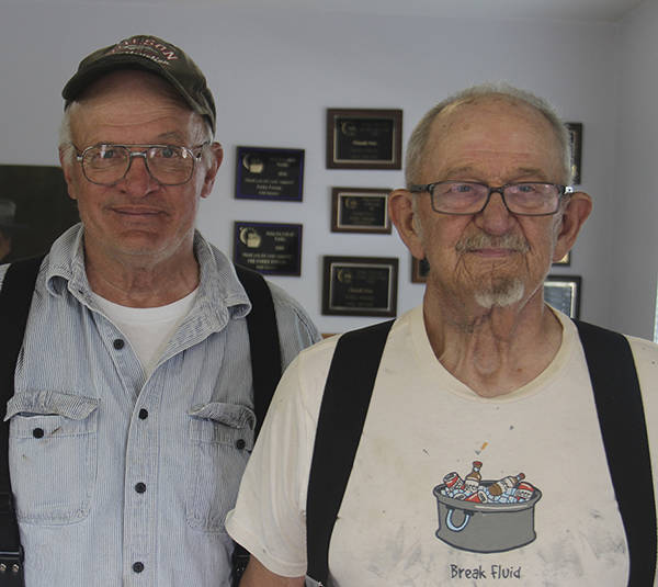 Rene Davis, on the left, has lived in Bear Creek since 1955, Gene &ldquo;Munchie&rdquo; Halvorson is on the right. Their main concern about being in the parade? They asked, &ldquo;Do we have to dress up?&rdquo; Fearing they would back out … I said, &ldquo;NO.&rdquo; Photo Christi Baron