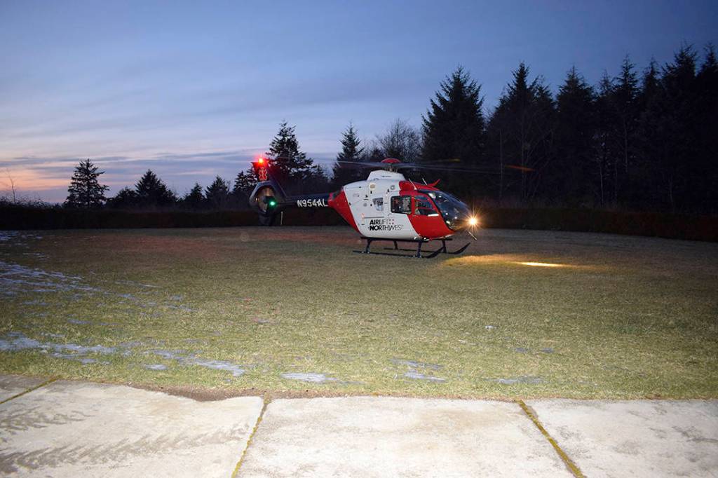 A highlight of the evening was the Airlift Northwest helicopter.