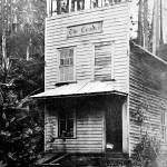 The Beaver Leader building at Sappho, ca. 1890. William Sparks and his wife Betty ran the business and were later joined by Peter Sparks, Williams brother. (Bert Kellogg Collection of the North Olympic Library System)