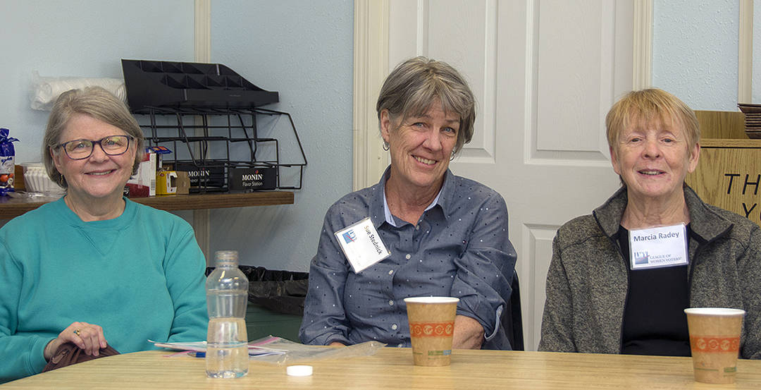 The Clallam County chapter can be found at LWVCLA.ORG, while the state and national groups are LWVWA.ORG and LWV.ORG.                                From left to right,                                 Linda Benson, Sue                                 Stednick, Marcia Radey                                 with the League of Women Voters.                                 Photo by                                 Dave Youngberg