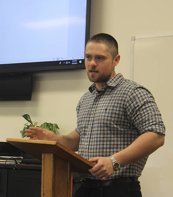Sergei Holmquist also shared his college story with the board members. He worked at the college while he was attending saying, College has given me the tools, and I am thankful, I feel like I am on my way, my degree gives me options. Photo Christi Baron