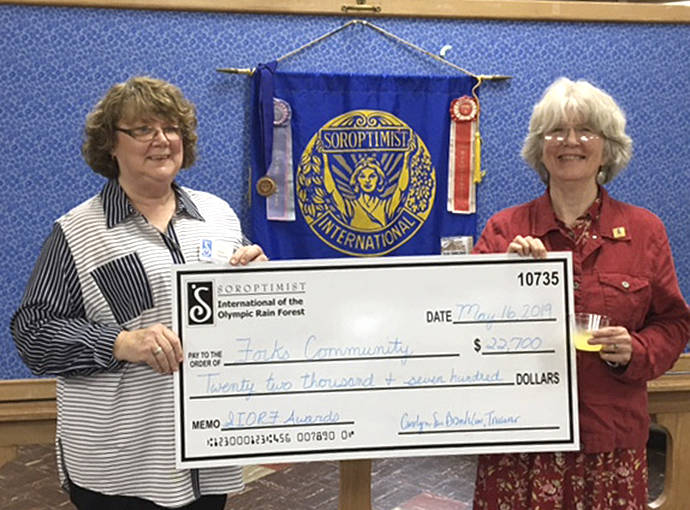 Soroptimist International of the Olympic Rain Forest presented a total of $22,700 in Club and Hull Family Foundation Scholarships and Awards. Pictured from SIORF Education and Awards Committee are Diane Edwards and Laura Farrell. Submitted photos