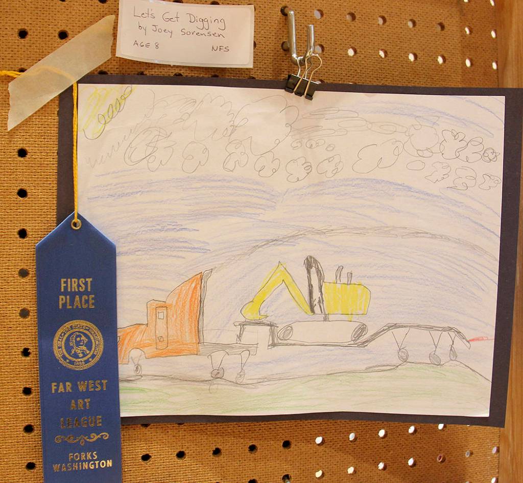 In the Jr. Art division Joey Sorensen received a Blue Ribbon his entry Lets Get Digging.