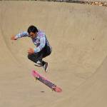 Saul Avila leaves his board on this jump in hopes to reconnect as he once again returns to earth.