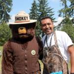 Smokey Bear stopped in for just a bit, it is fire season so he is really busy this time of year, but he took time to have his photo taken with Juan!