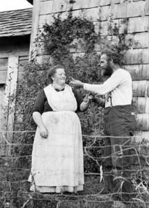The Huelsdonks share a moment at their homestead on the Hoh in the 1930s. Mrs. Huelsdonk is wearing a staple of the old days an apron. This humble piece of attire was once a staple, as doing laundry was not as it is today, an apron kept good clothes clean as well as was used for many other purposes. The long-awaited return of the Rainforest Players will happen Friday evening at 7:30 p.m., at the RAC, as they will offer a play that salutes this once important bit of fabric in a performance called A String of Stories about Aprons and Those Who Wore Them. Before the play, at 6:30 p.m., Forestra will offer some old-timey music.