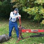 2019 Pioneer Logger Award recipient, Richard Halverson, was seen at the Forks Timber Museum demonstrating how some old-time saws operated. Photo Linda Offutt