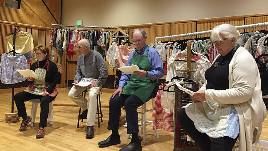The Rainforest Players play about Aprons was well received, with musical selections before the play offered by Forkestra. The group played a selection of old-time songs and even one written by West End Pioneer Otis Crippen. Photo Linda Offutt