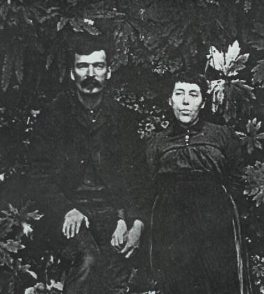 George Hopkins parents, George F. Hopkins and Helen Rice Hopkins, photo taken at the big bluff at the River. Photos E.E. Hopkins