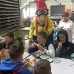 Is there a big Elk behind me? These students met Elroy during their lunch break. Lynne Barnes makes the introductions.