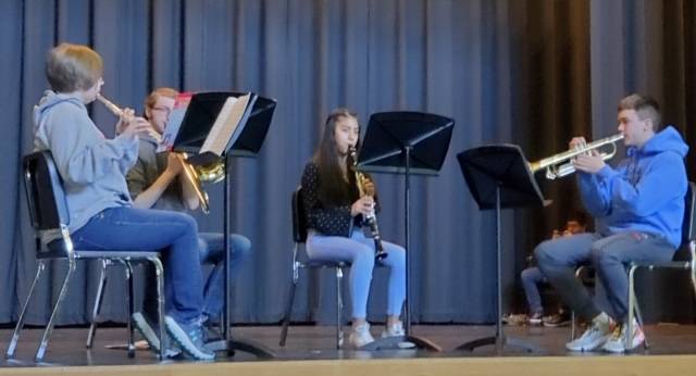 The FHS jazz band preformed for the Forks Junior High School Honor Roll breakfast hosted by SIORF. Certificates were presented to 45 seventh graders and 28 eighth-graders who made honor roll for the first and/or second quarter. Photos Cindy Mesenbrink