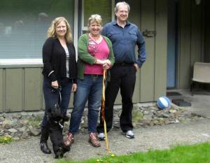 Hanify kids and Conan the dog visited their former home, a few years ago, at the Hoh Ranger Station. Laura, Carol, and Bruce visit the Hoh as often as they can. Photo Christi Baron