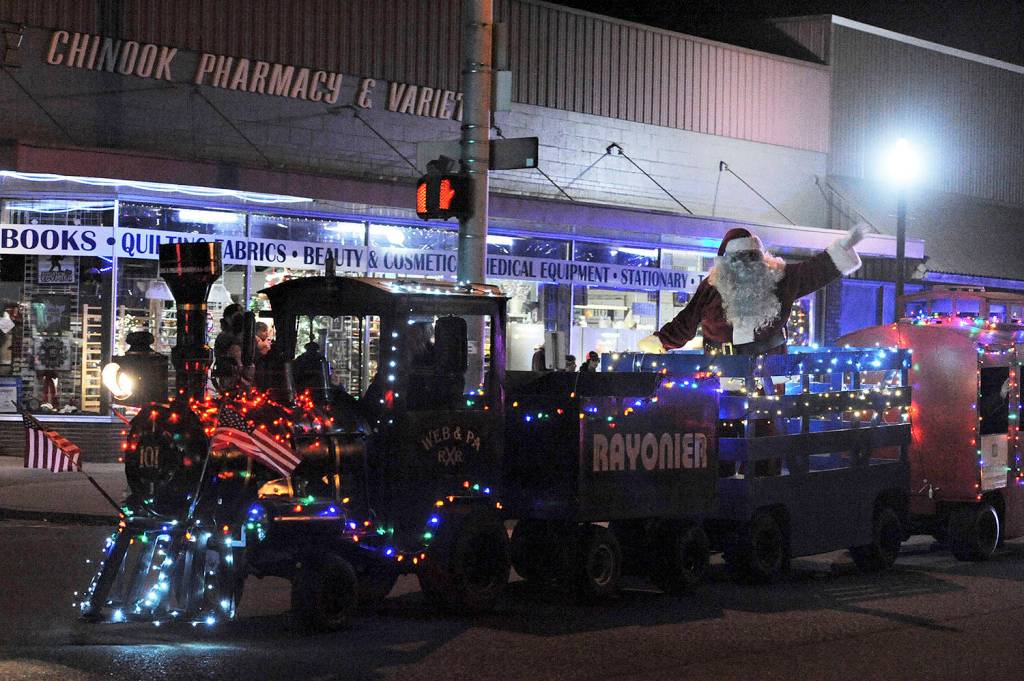 Although Santa was unable to do any one-on-one visits this year he did agree to appear in the 19th Annual Twinkle Light Holiday Parade. With Rick Seguin as the train engineer, after their gig on Forks Avenue, the train (with Rick and Santa) got a police escort to make a special drive-by appearance at Concerned Citizens before the train went back into storage at the Forks Airport and Santa took off to finish any last-minute work before Christmas. Photos Lonnie Archibald