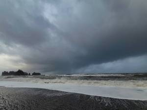 There was a bit of excitement Friday morning as many residents received "tornado" warnings on their phones ...as warnings were issued along the coast.
This photo was taken by Matt Nichols. He shared, "Got a brief taste of home chasing this tornado warned storm.. you could see the "Wall cloud" at Rialto beach. For those who aren't aware of what that is, a wall cloud is this low-lying cloud from which sometimes a tornado is produced."
So has Forks ever had a tornado? NOAA weather observer Jerry King shared, "I remember back in the 50’s we had a wind twister that blew down Mini Peterson's shed."