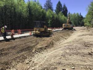 East side of Canyon Creek site after the asphalt was removed and before the roadway aggregate base was placed. This will be repaved in late summer. Photos FHWA