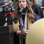 Salutatorian Savanna Meyer sings the Star Spangled Banner.