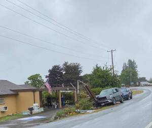 This vehicle accident happened Friday morning taking out the sign at the Town Motel. Submitted Photo
