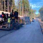 Source: FHWA - Paving asphalt on Upper Hoh Rd approaching the Canyon Creek bridge.