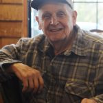 Clark Browning during the popular coffee hour at the Lake Pleasant store March 2018. From Lonnie Archibalds book Lets Go Truckin. Photo by Lonnie Archibald