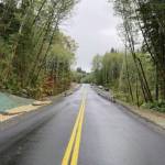 Completed roadway and bridge at Canyon Creek, reopened to two-way traffic after temporary traffic signal removed.
